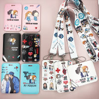 ใหม่สีเทา Anatomy Doctor พยาบาล Credential ผู้ถือสายคล้องคอ Lanyard ผู้ถือพวงกุญแจ ID Card Pass แขวนเชือก Lariat Lanyard-Kouzuo