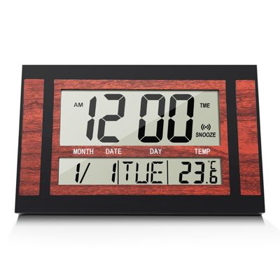 Digital Wall Clock LCD Large Number Time Temperature Calendar Alarm Table Desk Clock Modern Design Office Home