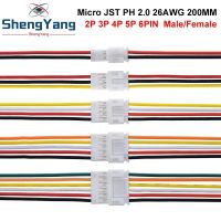 10PCS 5Pair Micro JST PH 2.0 2P 3P 4P 5P 6PIN ขั้วต่อปลั๊กชายหญิงพร้อมสายไฟ 20CM + 20CM