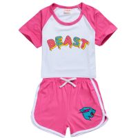 Mr Beast Lightning Cat Girls Fashion T-shirt Shorts Leisure Sports Suit Kids Clothing for Girls 2-16Y Teenage Tops Suit