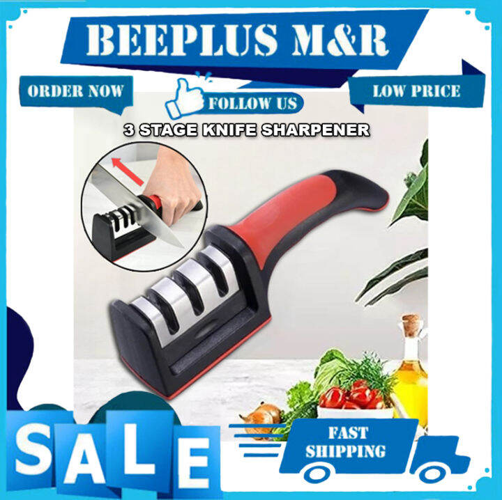 BMR- Professional 3-Stage Knife Sharpener Manual Kitchen Knife ...