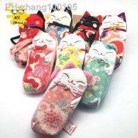 Kawaii Cherry Blossoms Lucky Fortune Cat Glasses Case Software Eyeglasses Hard Shell Spectacle Box For Kids