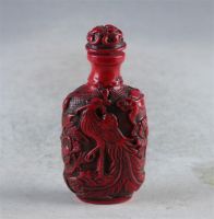 ▪☃▩ Copper Statue Exquisite Chinese Red Coral Hand Carved Flower Animal Phoenix Snuff Bottle Small Bottle