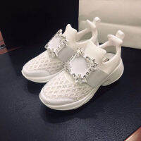 Xi Ke Square buckle casual sports shoes leather mesh breathable womens 2022 new Roger vivierˉspring, summer, autumn and winter four seasons thick bottom increase