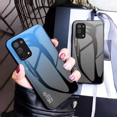 Oppo A74 5G CPH2197 CPH2263 Case Colored Gradient Tempered Glass Back Cover Hard Shockproof Case for Oppo A74 5G CPH2197 CPH2263 Phone Cases