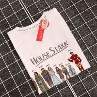 ย้อนยุคGame of Thrones รอบ ๆ ความสนุกสนานสร้างสรรค์ HOUSE STARK Stark family snow แขนสั้นเสื้อยืดคอกลมS-5XL