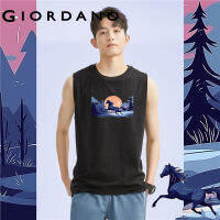 GIORDANO Men Horse Series T-Shirts Sumemr Sleeveless Art Print Tee Crewneck 100% Cotton Comfort Fashion Casual Tshirts 91093120