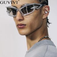 Cat Eyes Steampunk Silver Womens Sunglasses Luxury Brand Designer Futuristic Sunglasses For Men Goggles Lentes De Sol Hombre