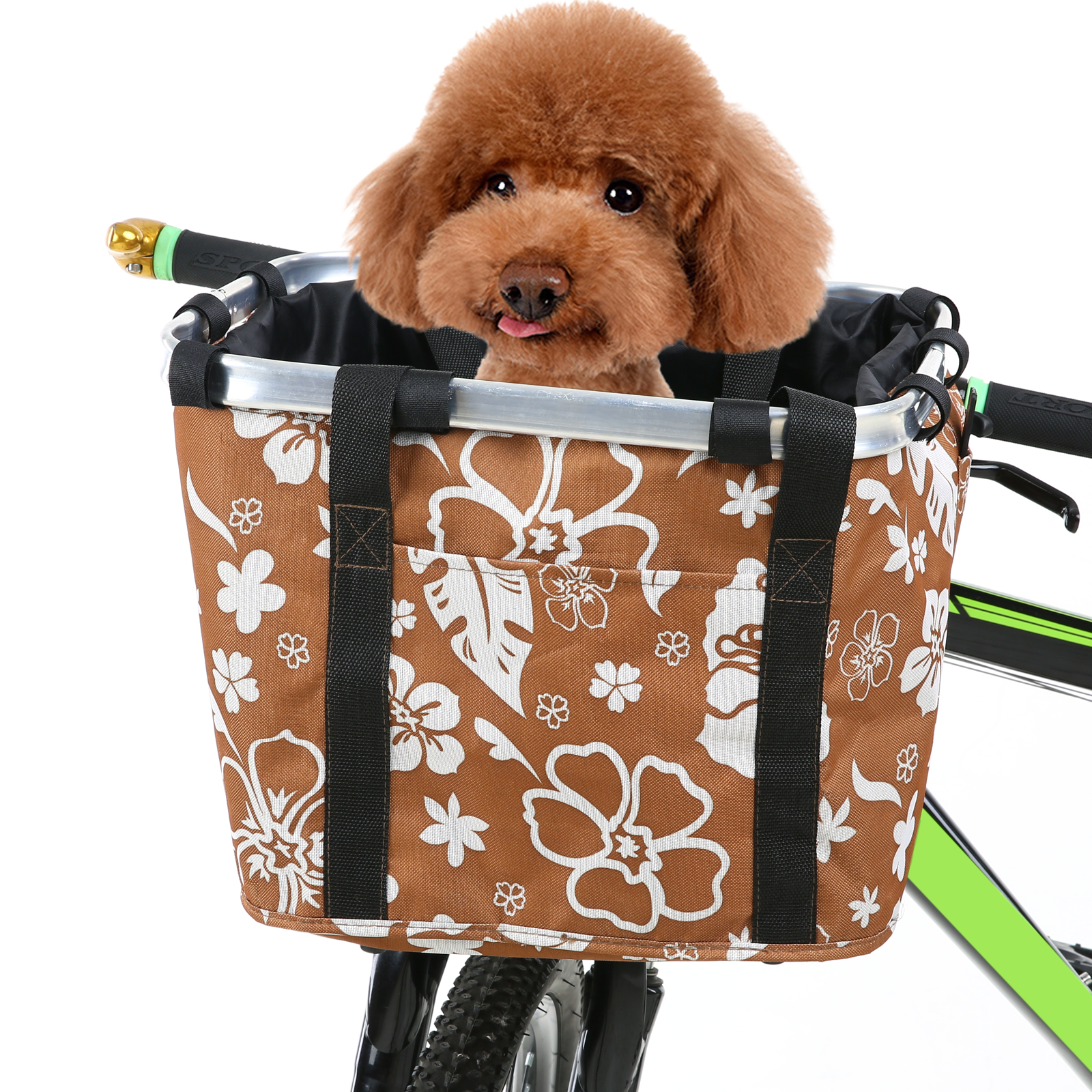 Collapsible Bike Basket Flower Printed Small Pet Cat Dog Carrier Bag