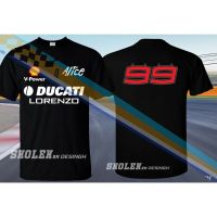 เสื้อยืดแขนสั้นคอกลม【leee】2023 Ducati Lorenzo 99 Motor Gp Edition Mens T-shirt Valentines Gift OversizeCotton 100%  [S-