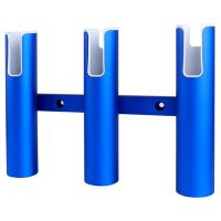 1 Piece Aluminium Fishing Rod Holder 3 Tubes Linked 3 Rod Rack Replacement Accessories for Marine Yacht Boat Truck RV Blue