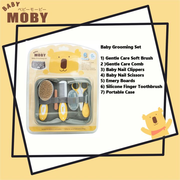 baby-moby-เบบี้-โมบี้-ชุดอุปกรณ์ตัดเล็บและหวี-ฺbaby-grooming-set-free-baby-wet-wipes-x1