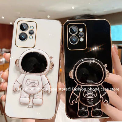 เคสโทรศัพท Realme GT 2 Pro Neo 3 Neo 3T เคส Fashion Cute Cartoon Astronaut Invisible Stand Electroplated Phone Case Holder Soft Cover 2022