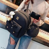 Bag 2019 New Backpack Korean Fashion Womens Bag Solid Color Retro Schoolbag Three-Piece Set