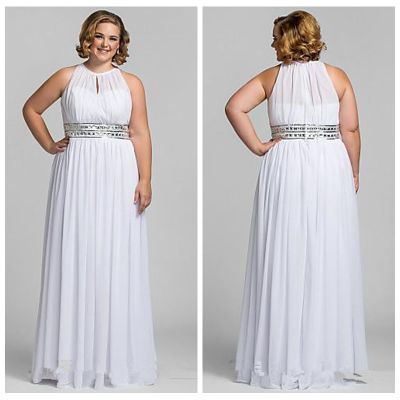Plus Size A-line Formal Chiffon White Evening Prom Dresses Gowns Full Figure Big Size Women 2022 Mother Formal Party Gowns Maxi