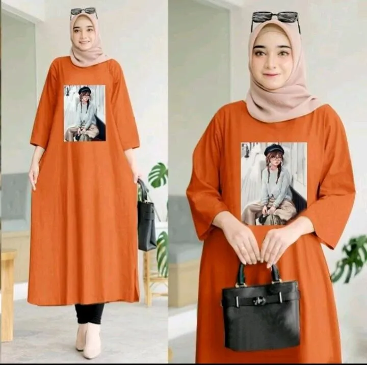 LONG DRESS JUMBO LENGAN 7/8 BAHAN TEBAL DAN LEMBUT / DRES VIRAL