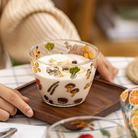 400ml Cartoon Kitchen Glass Salad Bowl Transparent Microwave Safe Home Breakfast Rice Dessert Bowl