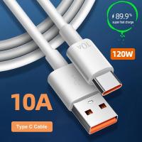 10A 120W USB Type C สายชาร์จเร็วสุดสำหรับ Huawei Mate 40 Xiaomi Samsung Honor Quick Charge สาย USB C ข้อมูล Cord