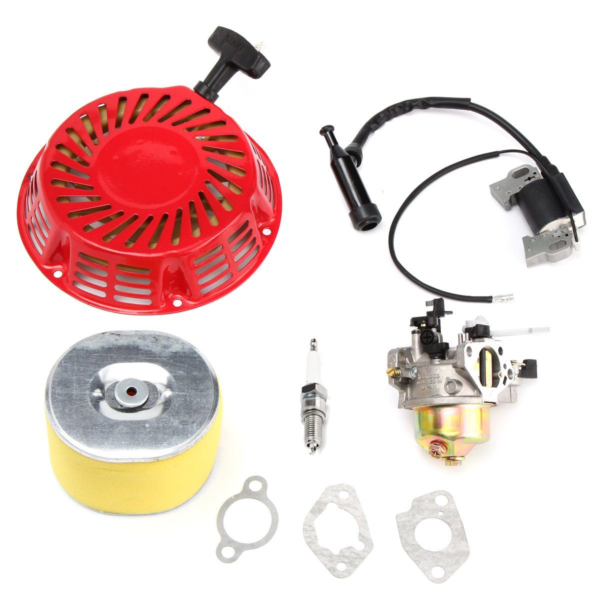 Recoil Carburetor Ignition Coil Spark Plug Air Filter Kit For Honda GX240 GX270 