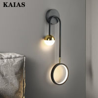 KAIAS โคมไฟ Sconce ผนังในร่ม LED ทันสมัยกำแพงฉากหลังโคมไฟเชิงเทียนโคมไฟหรูสร้างสรรค์ในห้องนั่งเล่นกำแพงฉากหลังโคมไฟติดผนังผนังข้างเตียงห้องนอนโคมไฟติดผนังโมเดิร์นเรียบง่ายตาข่ายสีแดงสแกนดิเนเวียน