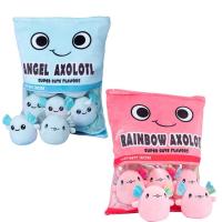 A Bag Of Salamander Plush Toys Cheesy Puff Toys Funny Snack Stuffed Angel Axolotl Pillow Soft Mini Puff Dolls Making Sounds supple