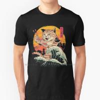 Neko Sushi Wave T Shirt 100% Pure Cotton Cats Animals Japan Japanese Cat Animal Sushi Foodie Sushis Neko Sushi Bar