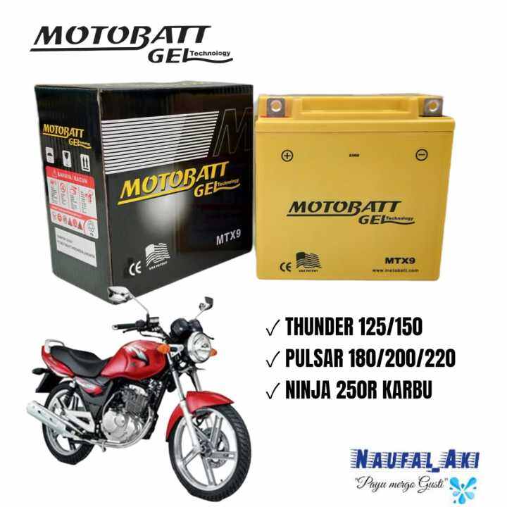 Aki Motor SUZUKI THUNDER 125/250 BAJAJ PULSAR 180/200 MOTOBATT MTX9 AKI