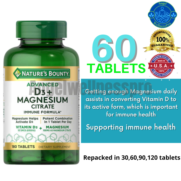 Nature's Bounty Advanced D3 + Magnesium Citrate Immune Formula 60