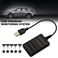 Android TPMS Car Tire Pressure Alarm Monitor System 5PCS Sensor USB Square Auto Security Tyre Internal External Sensor TMPS