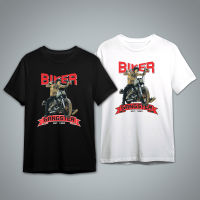 เสื้อยืดคอกลม สกรีนลาย BIKER GANGSTER แขนสั้น  ผ้า COTTON 100%