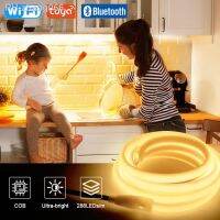 Tuya WiFiBluetoothRemote Control 220V COB Led Strip Lights 20M 35M 50M 288LEDs/m Waterproof Smart COB Led Tape Light For Room