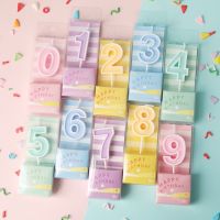 1pc Macaron Color Number Candle Cake Topper Kids 1 2 3 4 5 6 7 8 9 Year Happy Birthday Party Cupcake Decoration Baby Shower Girl