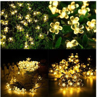 Solar String Lights Peach Flower 6V Waterproof Outdoor Decoration Garland Fariy Lights Christmas 2 Modes Wedding Party Garden