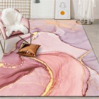 Rose Gold Oil Painting Carpet for Living Room Home Decoration Romantic Girl Bedroom Bedside Area Rugs Non-slip Floor Mats