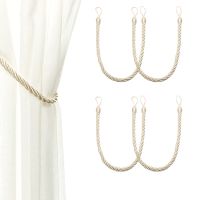 【LZ】 4Pcs Handmade Weave Curtain Tieback Curtain Holder Clip Window Drapery Ropes Home Decorative Room Curtain Tie Backs