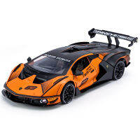 1:24 Lamborghini SCV12จำลองล้อแม็กรถยนต์รุ่นดึงกลับมาพร้อมกับเสียงและแสงเด็กของเล่นเด็กยานพาหนะหล่อ