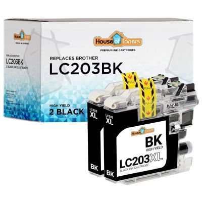 2 Pk LC203BK High Yield Compatible Ink Cartridge for Brother MFC-J5620DW Printer Ink Cartridges