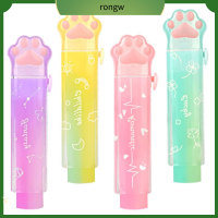 RONGW 4 Pcs เครื่องกลเครื่องกลเครื่องกล ยางลบหดได้ สีพาสเทลสีพาสเทล อุ้งเท้าแมวอุ้งเท้า ดันลบ น้ำหนักเบามาก สีรุ้งรุ้ง ยางลบและลบ เครื่องใช้ในสำนักงาน