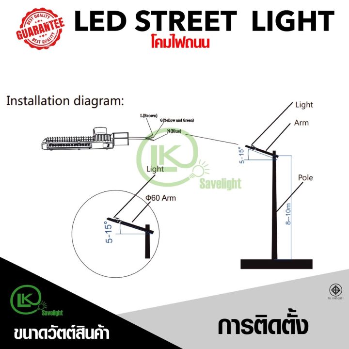 ไฟถนนstreetlight-สว่าง-100w150w200w-แสงขาว-ส่องไกล-กระจายกว้าง-ประหยัดไฟ-led-100-ฟรีประกัน1ปีเต็ม