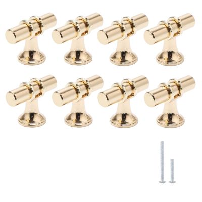 8 Packs Champagne Gold Cabinet Knobs Drawer Knobs Euro T Bar Cabinet Handles Modern Knobs for Cabinets and Drawers