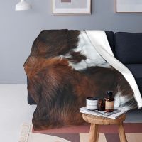Ready Stock Scottish Highland Cow Cowhide 3D Print Texture Throw Blanket Warm Flannel Animal Hide Leather Blanket for Bed Couch Quilt