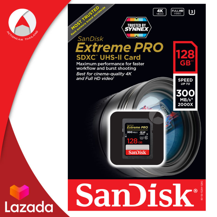 ผ่อน-0-sandisk-sd-card-extreme-pro-128gb-ผ่อนนานสูงสุด-6-เดือน-sdxc-uhs-ii-ความเร็ววิดีโอ-c10-u3-v30-speed-300mb-s-เขียน-260mb-s-sdsdxdk-128g-gn4in-memory-เมมโมรี่การ์ด-สำหรับ-กล้องถ