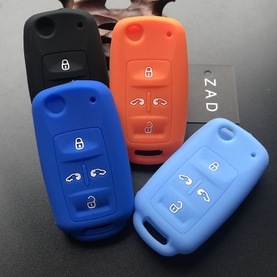 npuh ZAD silicone Car Key Case For Volkswagen for VW Sharan Multivan T5 MVP 4 Button Remote car accessories shell holder