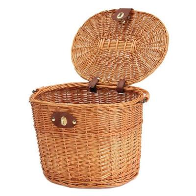 Bike Basket Wicker Handlebar Bicycle Basket with Lid and Handle Multi-purpose Storage Baskets for Bicycle Scooter Picnic Beach sweet