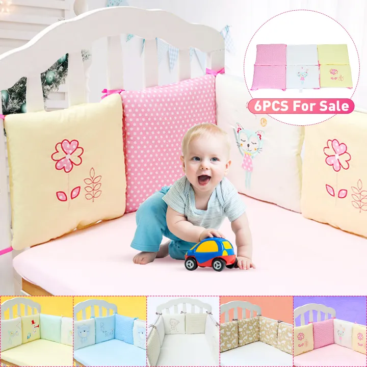 Popular Crib Bumper Protective Baby Nursery Bedding Comfy Infant Cot Pad 6PCs