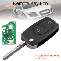 Kunci Remote Mobil Fob 2ปุ่ม433Mhz พร้อมชิป ID48 1J0959753A เหมาะสำหรับ Volkswagen / Passat / Golf MK4