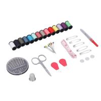 【CC】 Sewing Tools Thread Tape Thimble Buttons Scissors Supplies with A Storage for Camping