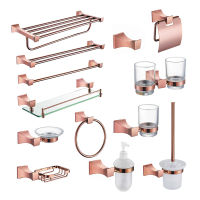 Rose Gold Wall Mounted Clothes Hook Toilet Paper Holder Towel Rail Rack Bar Shelf Soap Toothbrush Holder Bathroom Accessories