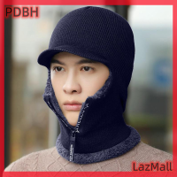 PDBH หมวกขนสัตว์อบอุ่นในฤดูหนาวผู้ชาย,ขายดีหมวกเครื่องป้องกันหูหมวกปั่นจักรยานหนาอบอุ่นหมวกถักผ้าพันคอกันลมหมวกอุ่นคอเสื้อ