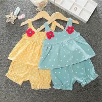 【hot sale】 ☋ C10 2Pcs/Set Baby Girl Dresses Infant Clothing Set Cute Polka-dot Dress Shorts Newborn Baby Clothes Girls Suspender Flower Costume